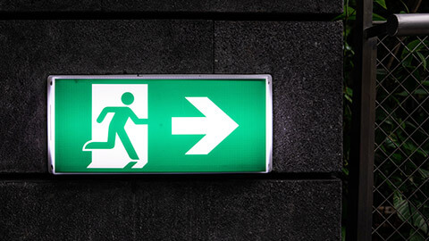 An illuminated emergency exit