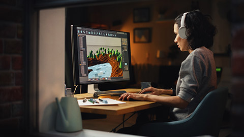 A person working on a computer