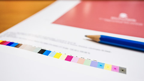 A close view of the colour bars on a printout