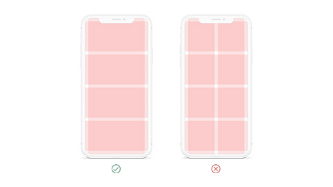 A comparison between a single-column layout and a multi-column layout in a mobile context