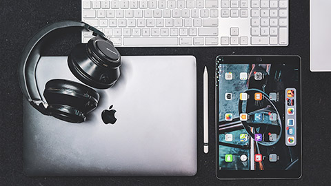 A range of Apple products on a table