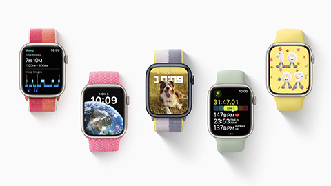 A group of Apple Watches