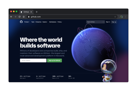 An image of the GitHub home page