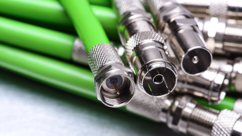 A close view of coaxial cables