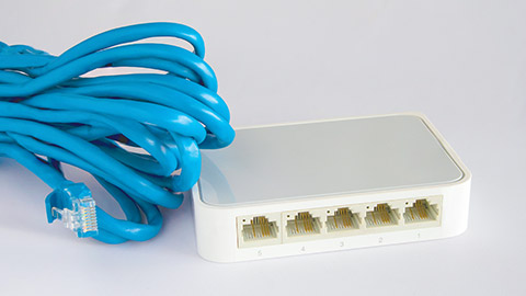 Close view of an unmanaged switch