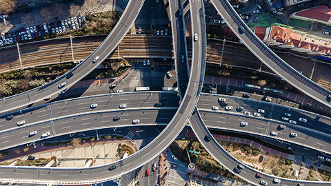 A top shot of city roads