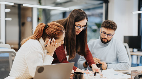 A group of designers discussing a project