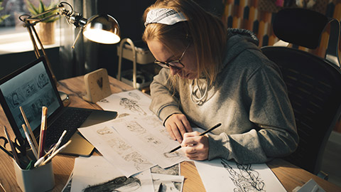 An illustrator at work