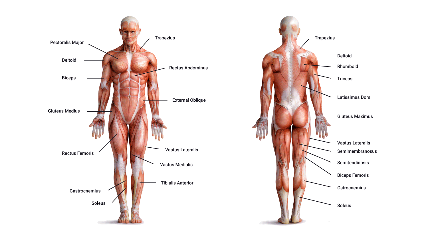 diagram of major muscles in human body