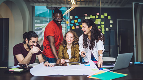 A group of young people working together