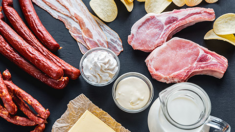 various foods high in saturated fat