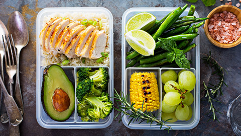 Healthy meal in containers