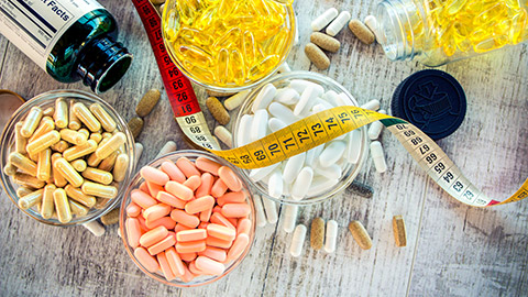 Assortment of dietary tablets