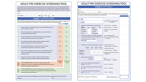 Adult pre-exercise screening tool example document
