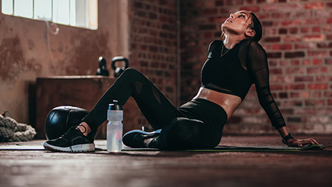woman resting after workout