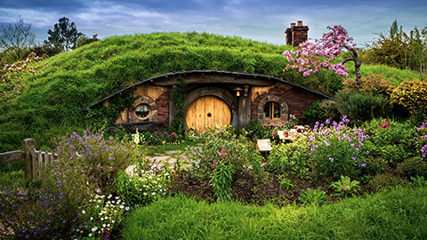 exterior of a hobbiton home