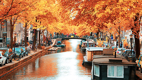 canal in amsterdam in autumn