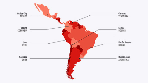 Map of South American gateway cities