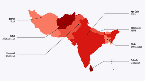 Map of south asian tourism region gateway cities