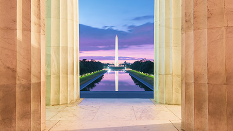 washington monument in the early evening