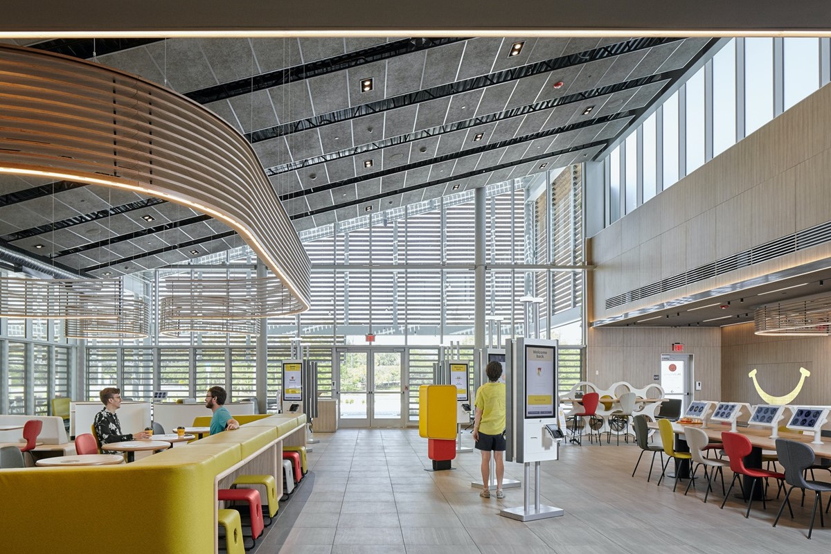 Interior of McDonald's Global Flagship at Walt Disney World, Lake Buena Vista, Florida, 2020