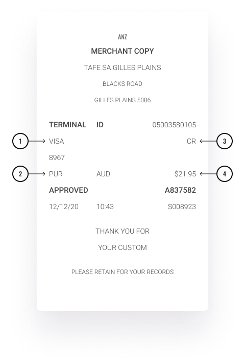 An example of an EFTPOS Receipt