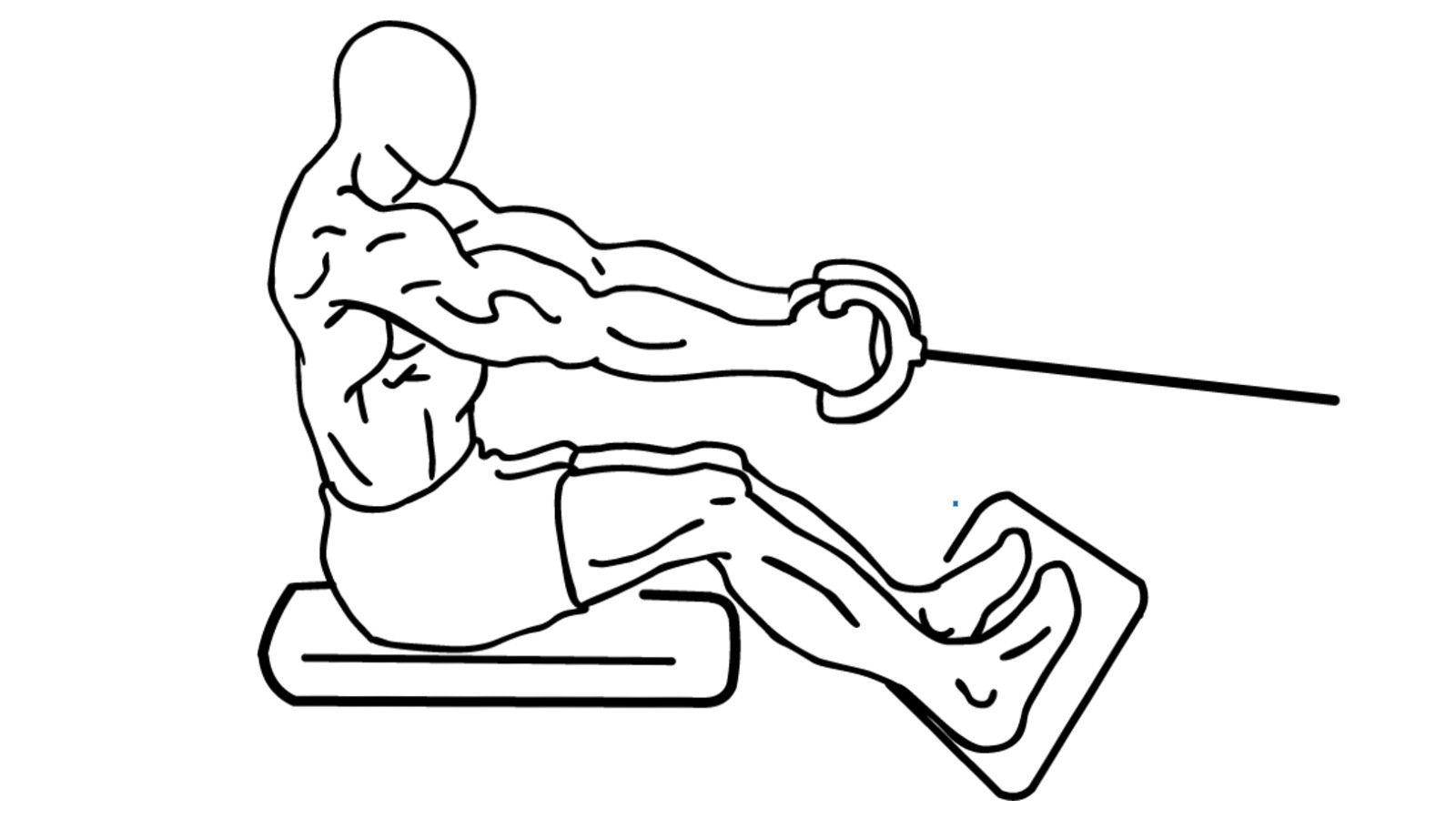 Diagram of a person using a cable row machine