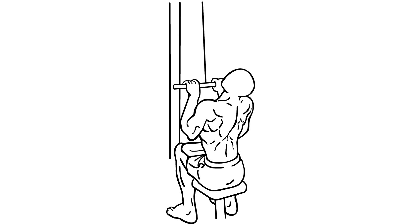 Diagram of a person using a lat pull-down machine