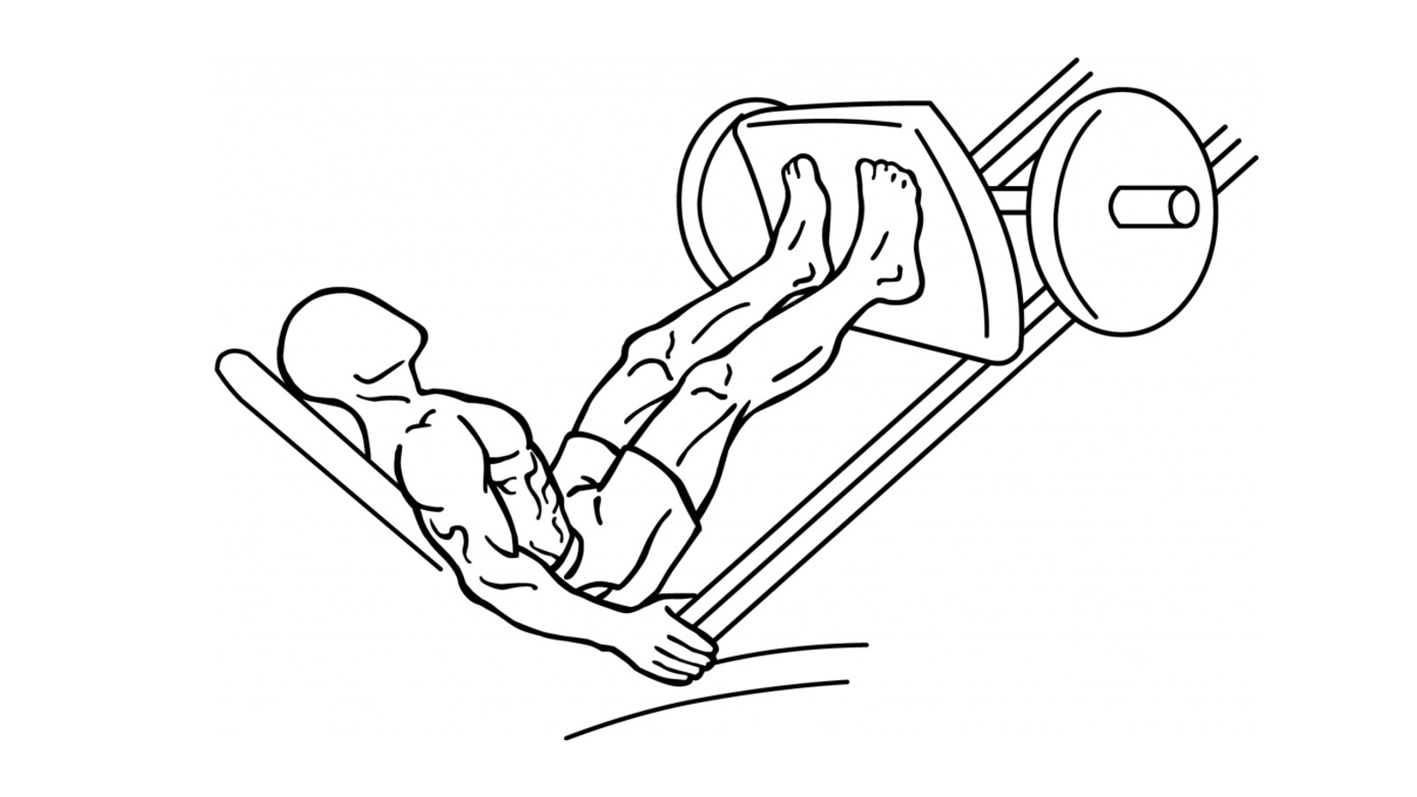 Diagram of a person using a leg press machine