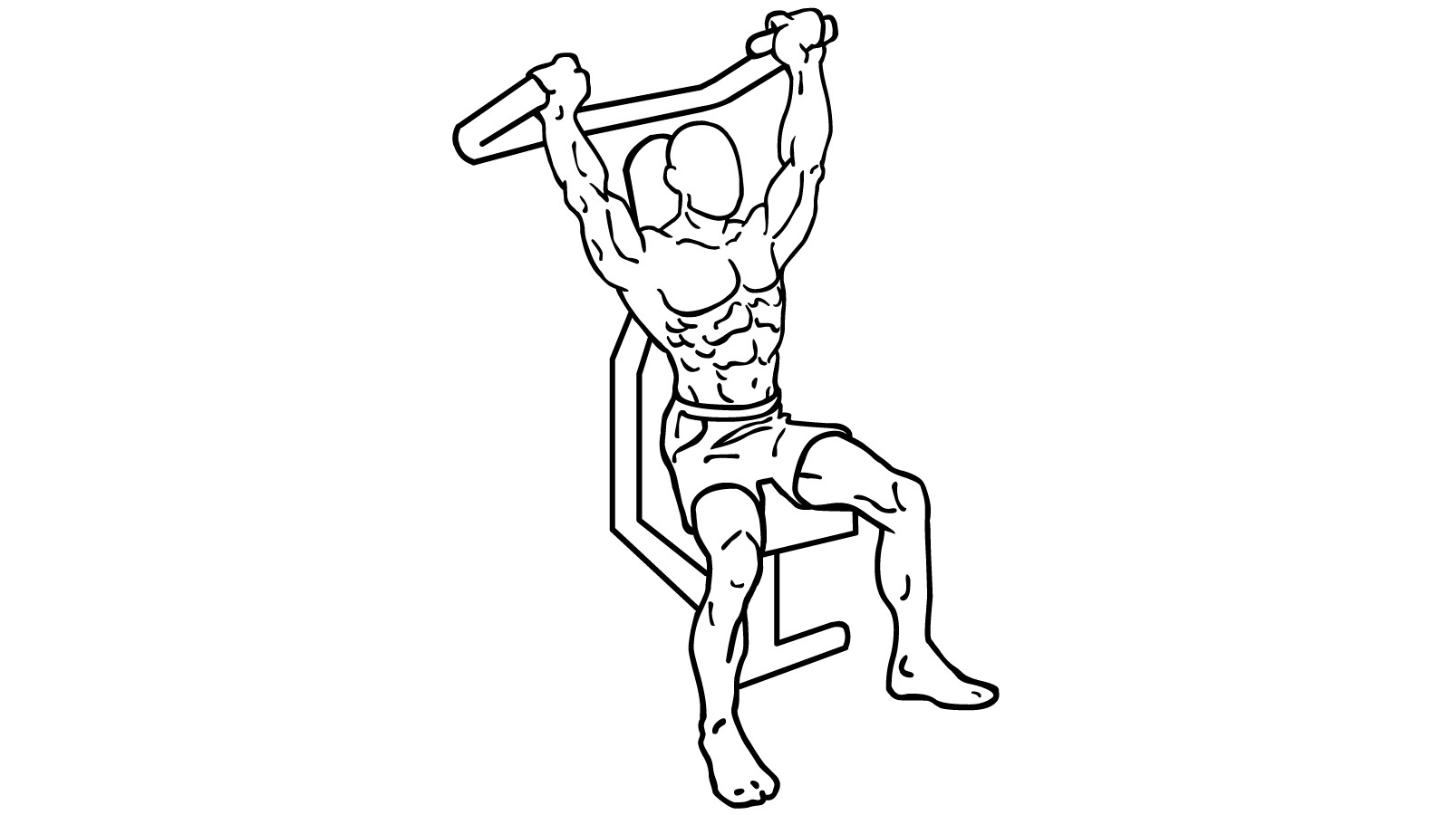 Diagram of a person using a shoulder press machine