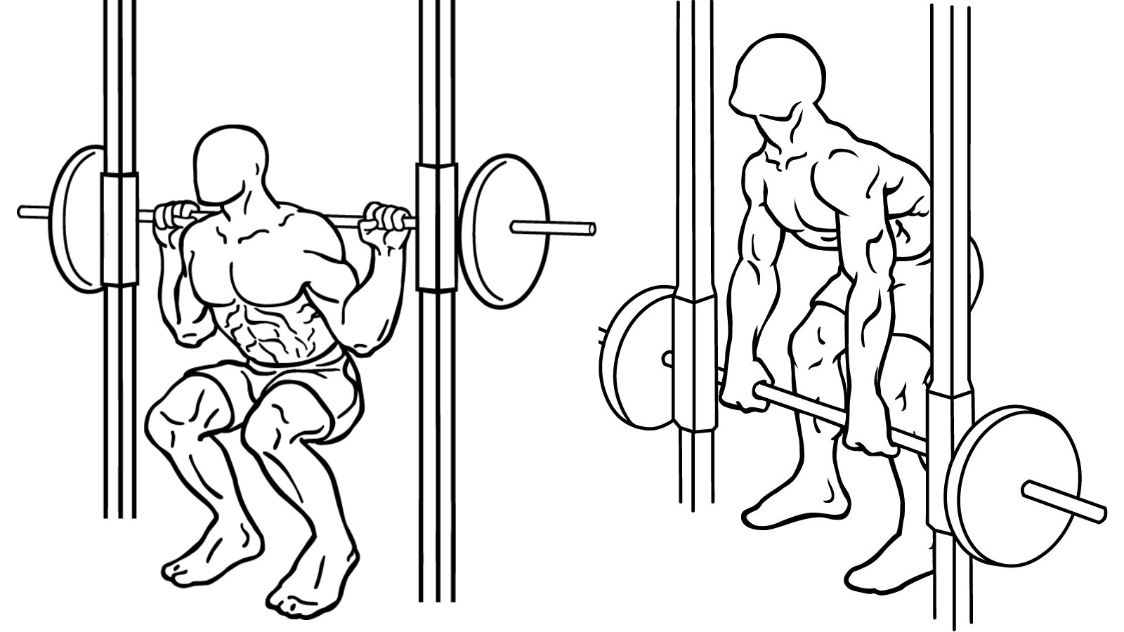 Diagram of a person using a smith machine