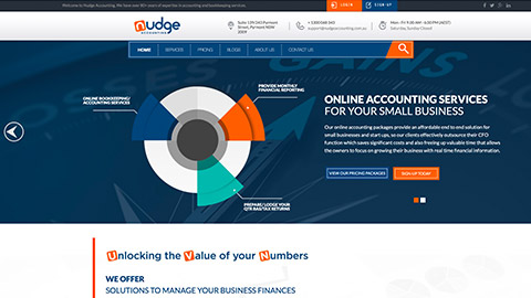 Screenshot of Nudge Accountings' website