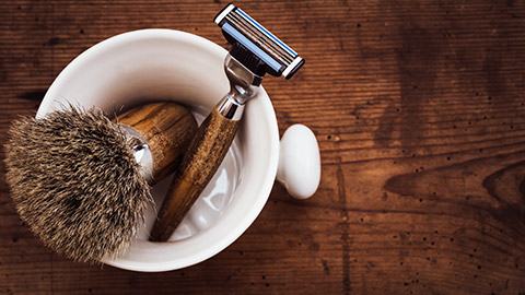 Shaving equipment on a table