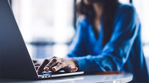 An accountant entering data into an organisation's accounting journal