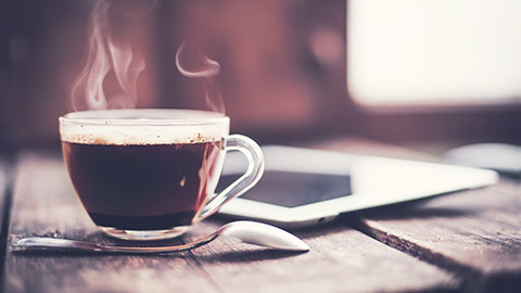 Coffee cup sitting on table